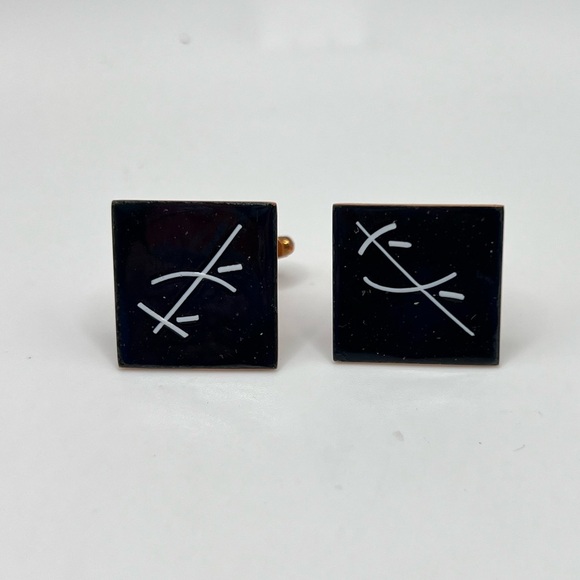 Vintage Copper Enamel Hand Made Cuff Links - Picture 1 of 3